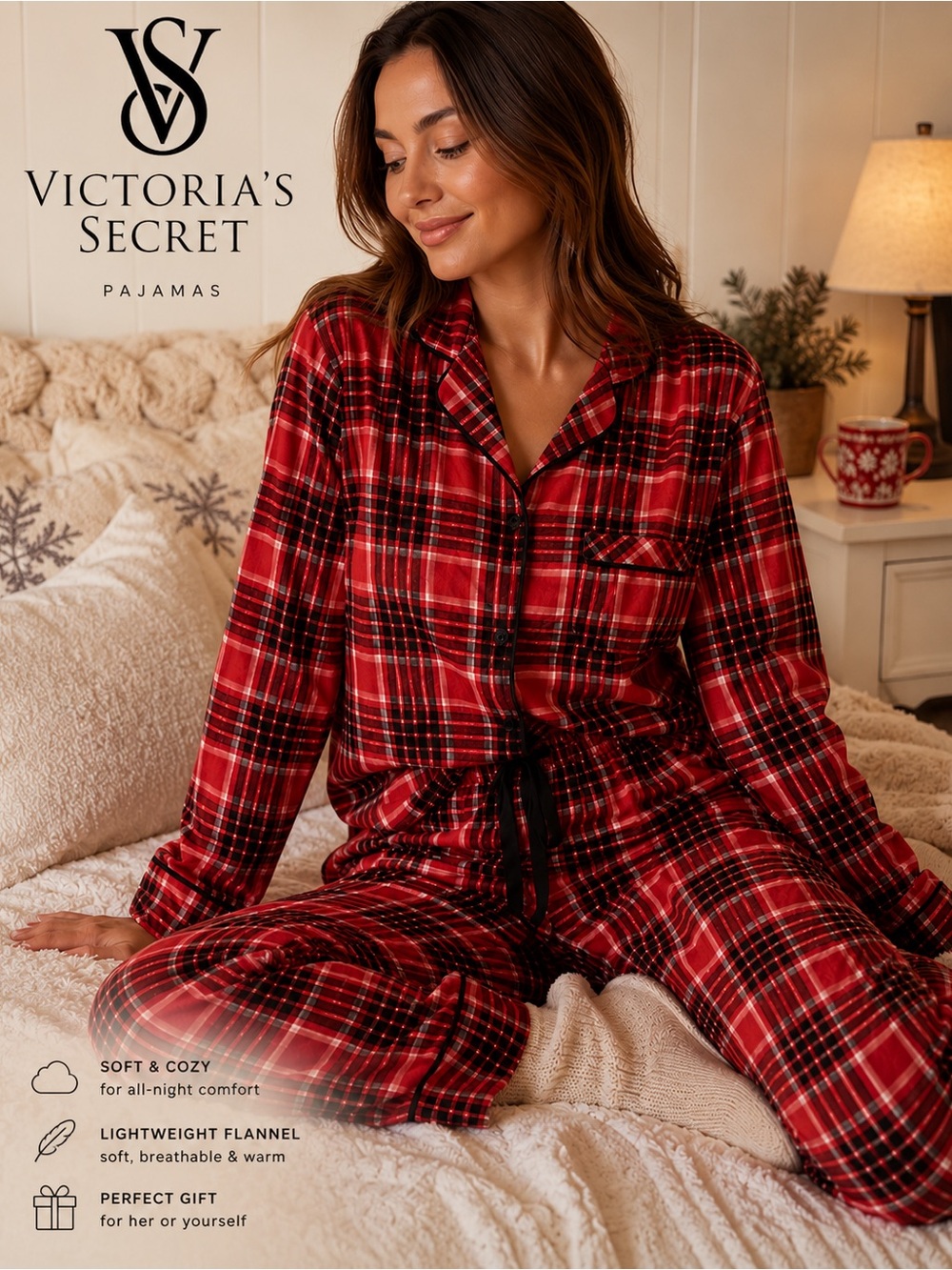 Victoria's Secret Red Plaid Cotton Pajama Set #cabincore#lodgecore